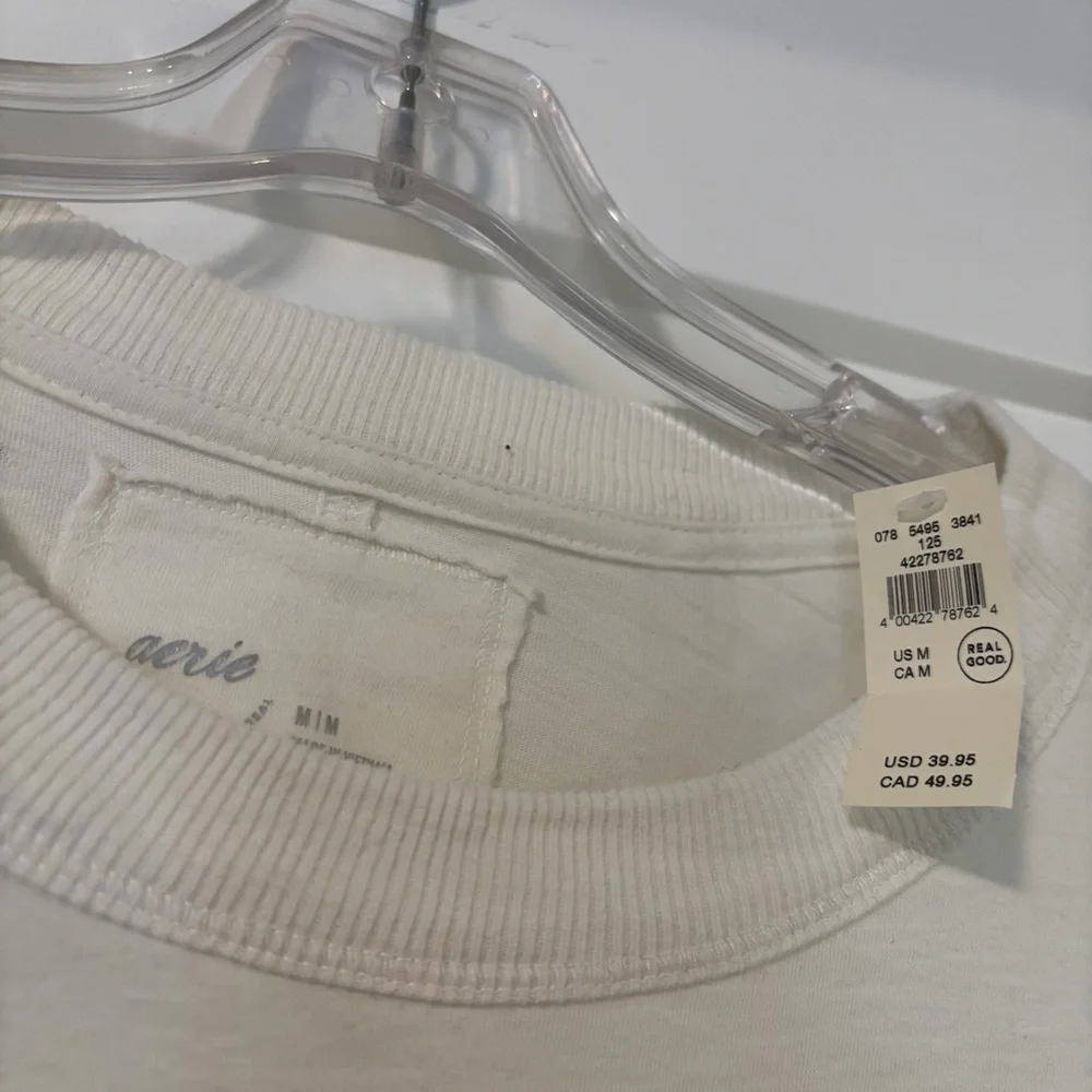 NWT aerie White Long Sleeve Tee w/ Black Bow Design - Picture 2 of 3